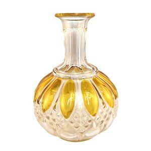 Val Saint Lambert Luxval 1908 Valembet  Glass Decanter Yellow Belgium Vintage Ar